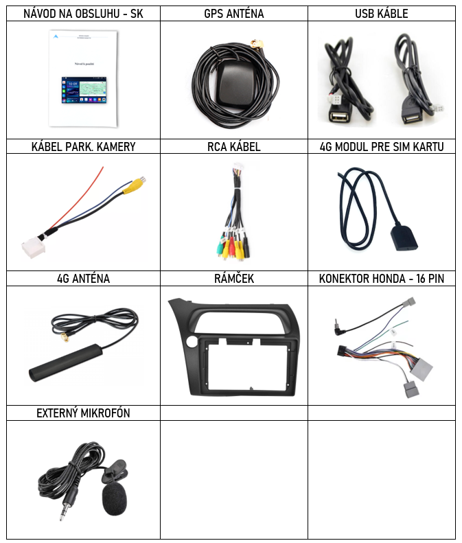 SK Prislusenstvo pre autorádio Everest n pre Honda Civic 8G s CarPlay AndroidAuto - evtech.sk